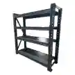 Industrial steel rack for efficient storage and organization of heavy equipment and materials, providing durability and stability in warehouses and commercial settings.