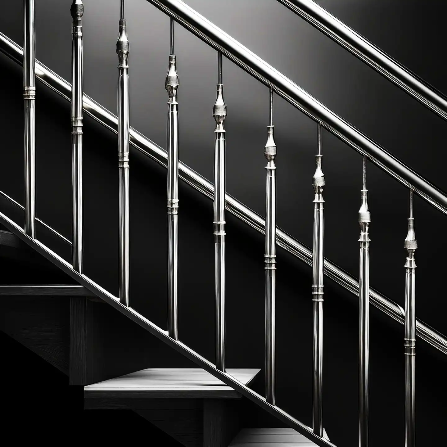 High-resolution mild steel stair railing for secure, aesthetically pleasing stair access.